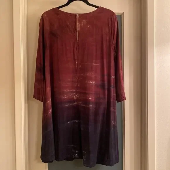 Michael Stars Women’s 3/4 Length Sleeve Lightweight Ombre Swing Dress Size L - Picture 2 of 5